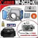 Canon WP-DC22 Waterproof Case for Canon PowerShot SD1100IS Digital Elph + FREE Intova 35mm Daylight Sports Utility Waterproof Camera + Canon WWDC1 Weight for Waterproof and All Weather Cases + Deluxe DB ROTH Accessory Kit