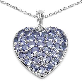 6.10 Carat Genuine Tanzanite .925 Silver Pendant by JewelzDirect