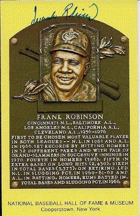 Frank Robinson Autographed/Hand Signed Hall Of Fame Gold Plaque