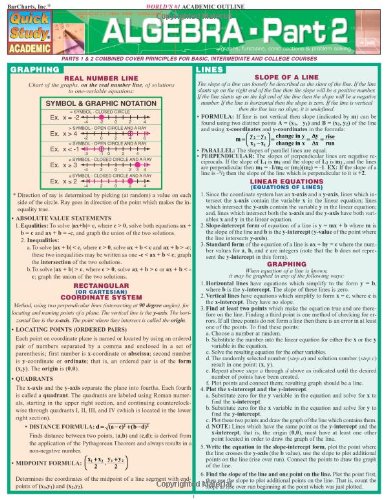 Algebra, Part 2 (Quick Study)