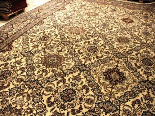 16'0 x 20'3 Beige Persian Hand Knotted Wool Nain 