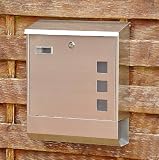 Edelstahl Wandbriefkasten Briefkasten Postkasten mit Zeitungsfach , Sichtfenster und Namensschild - gebürstet - Modell 111