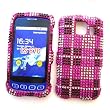 LG Optimus S LS670 (Sprint) Snap-on Protector Hard Case Rhinestone Cover "Pink Plaid" Design