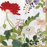 Entertaining with Caspari Set of 2 Profusion of Flowers Cocktail Napkins, Ivory, 40 Napkins Total