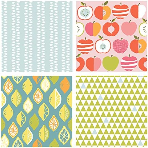 4 FABRIC BUNDLE - Juicy - Monaluna Fabrics - ORGANIC COTTON - Pesticide Free, Low Impact Dyes - Nursery (Fat quarters)