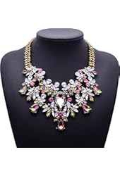 Girl Era Europe Vintage Costume Jewelry Multi-Crystal Bib Temperament Necklace