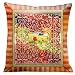 Lama Kasso Como Gardens Italian Countryside on Red and Orange Striped Micro-Suede 18-Inch Square Pillow, Design on Both Sides