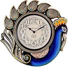 Vintage Clock Peacock Blue Wall Clock