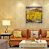 (ハンメロ)Hanmero壁紙 ダマスク柄 はがせる 不織紙 のりなし リビング部屋diyリフォーム用 68.5cmx8.23m 箔押し ベージュ&金箔 QZ0484