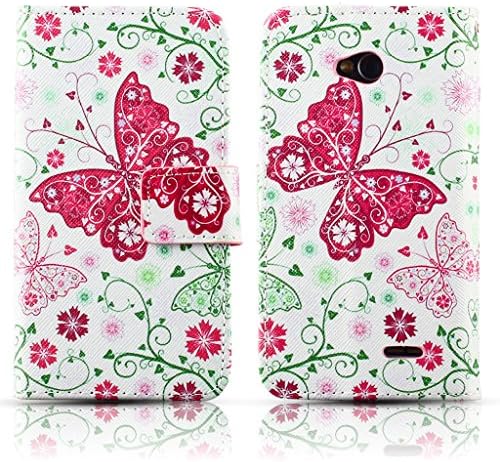 Colorful Butterfly Wallet Leather Flip Folio Magnetic Skin Tpu Case Cover Card Slots for LG Optimus L70