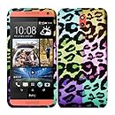 HR Wireless HTC Desire 610 Rubberized Design Cover - Retail Packaging - Colorful Leopard
