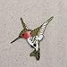 Large - Hummingbird - Facing LEFT - Ruby Red Throat - Iron on Embroidered Applique Patch