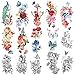 Yazhiji 15 sheets large Sexy waterproof Temporary Tattoos for Men Women Flowers Collection (19X9 CM)