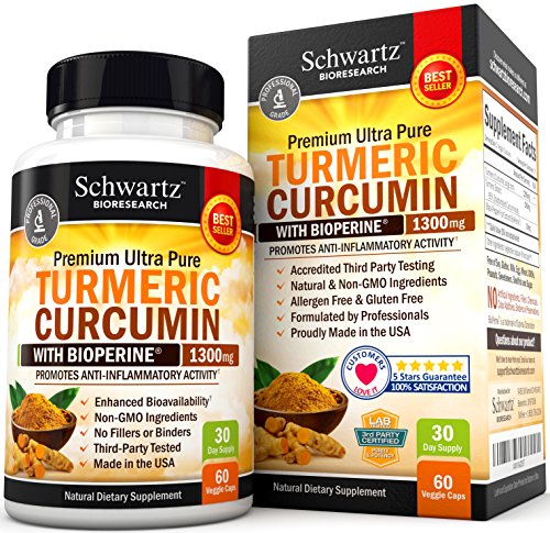 Turmeric Curcumin with Bioperine. Potent Anti-inflammatory, Pain Relief & Joint Support Turmeric Supplement. Gluten Free & Non-GMO Turmeric with Black Pepper (Turmeric Capsules). Made in USA