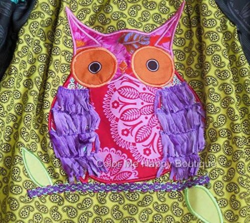 LaJenns Little Girls' Teal Lime OWL Applique Peasant Tunic Leggings 2-pc outfit, 3T