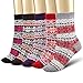 Bemaystar Women's Wool Warm Socks 5 Pairs Fashion Plaid-Maple Leaf Wool Socks, Multicolor, One Size