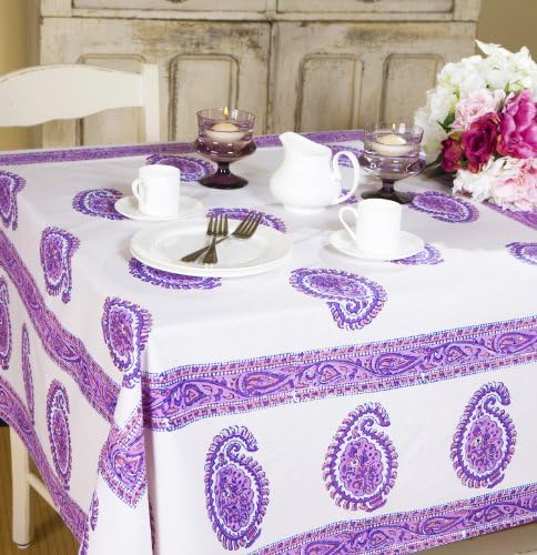 Purple Designer Luxury Indian Bohemian Tablecloths and Linens (104"X70")