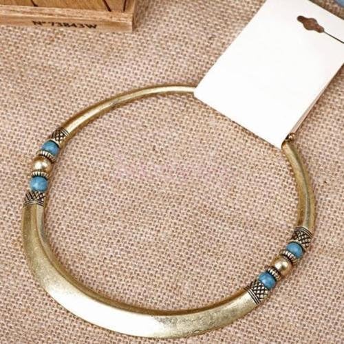 DatConShop(TM) Chunky Antique Brass Curved Tribal Bib Choker Collar Necklace Gothic Punk Retro
