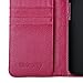 iPhone 5c Wallet Case, Wisdompro Premium PU Leather 2-in-1 Flip Folio Protective Phone Case Cover with Card Holder Slot, Magnetic Closure and Wrist Strap Lanyard for iPhone 5c - Hot Pink