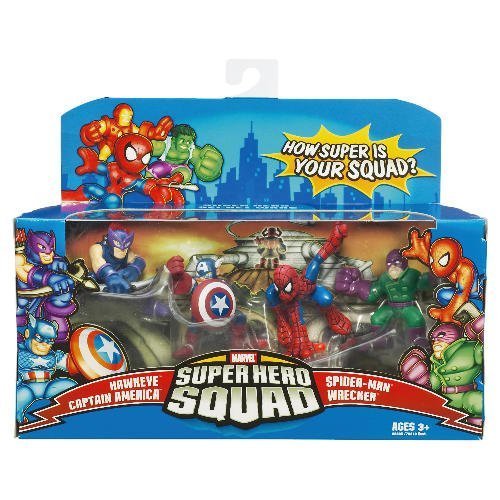 Marvel - Super Hero Squad - 'Super Hero Secret Wars' - 4-Pack - with Hawkeye & Captain America & Spider-Man & Wrecker