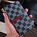 RAYTOP Luxury Brand Designer Black Checks Leather Cases Covers Wallet Kickstand for Samsung Galaxy Note 3 N9000 Note 3 Plaid Card Holder Magnetic Clasp Classy Decent Men Women