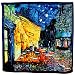 100% Satin Charmeuse Silk-Van Gogh's "Cafe Terrace at Night" Hand Rolled Edges Square Scarf Shawl
