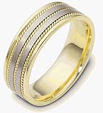 Woven Style Two-Tone 18 Karat Gold 7mm Comfort Fit Wedding Band Ring