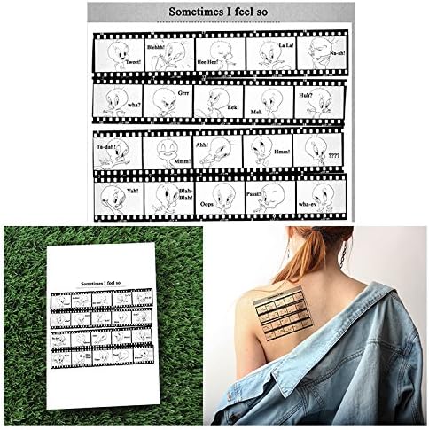 Sticks and Lemons - Tweety Bird - Looney Tunes Yearbook - Removable Temporary Tattoos (Pack of 1 Sheet) and Popular Looney Tunes Temporary Fake Tattoo Sheet - Long Lasting and Waterproof