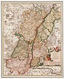 Historische Karte: Elsa&szlig;, Sundgau, Breisgau, Ortenau, Markgrafschaft Baden und Durlach, um 1702 (gerollt): Kartuscheninschrift: Totius Alsatiae .. - cum Privil - Ordin - General - Belgii Foederati - Gilliam van der Gouwen