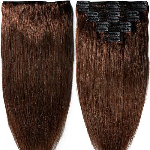 Thick 20" 150g Clip in Remy Human Hair Extensions Double Weft Full Head 8pcs #4 Medium Brown