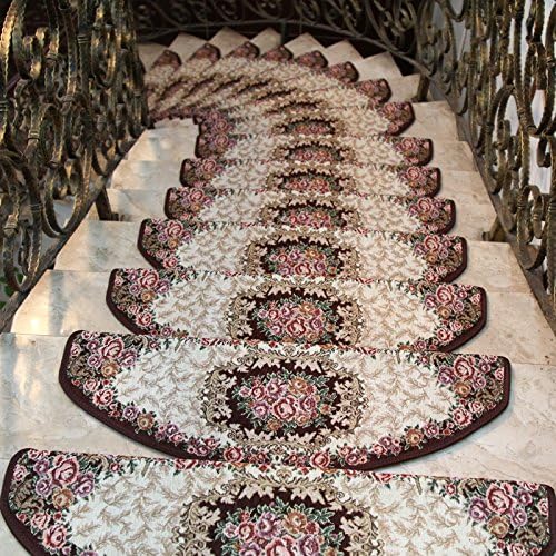 Jiabolang Modern Non-Slip Carpet Stair Treads-Machine Washable Pastorale Style Area Rug Non-Slip (24x64, Coffee)