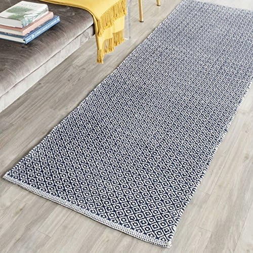 Safavieh Hand-Woven Montauk Ivory/ Navy Cotton Rug (2' 3 x 9')