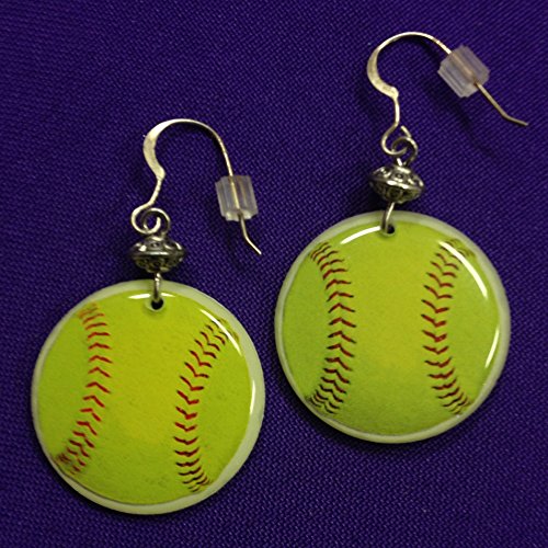 FastPitch Girl's Softball Sports Earrings on Sterling Silver Earwires