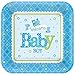 Amscan Charming Welcome Little One Boy Square Plates Baby Shower Party Supplies, 10