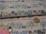 綿麻生地・森の仲間(青):1m長さ×約110cm幅