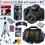Canon EOS Digital Rebel XS 10.1MP Digital SLR Camera (Black) with EF-S 18-55mm f/3.5-5.6 II Lens and EF 75-300mm f/4-5.6 III Telephoto Zoom Lens + 8GB Deluxe Accessory Kit