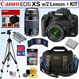 Canon EOS Digital Rebel XS 10.1MP Digital SLR Camera (Black) with EF-S 18-55mm f/3.5-5.6 II Lens and EF 75-300mm f/4-5.6 III Telephoto Zoom Lens + 8GB Deluxe Accessory Kit
