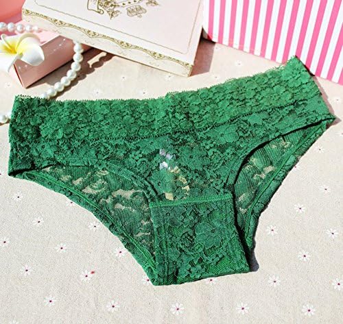 Highsound Women's Sexy Low Waist Lace Panty Briefs Underwear (M, Green)