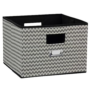 Household Essentials Open Storage Bin, Black Chevron