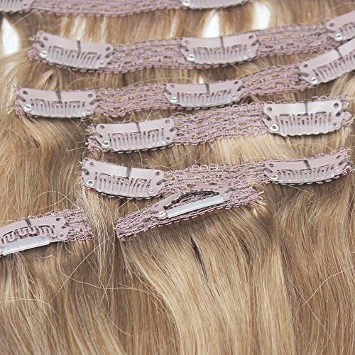 Ibeshion 100g Clip In With Lace 7pcs 15 Clips 20 Inch #18 Light Brown Remy Human Hair Extensions