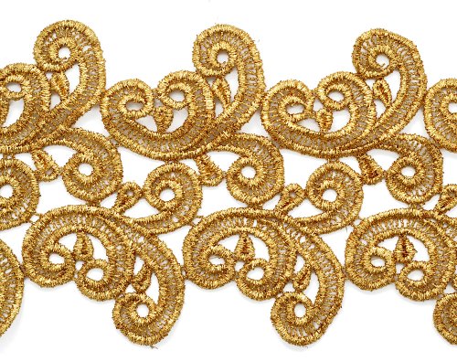 Metallic GOLD Lace Trim for Bridal, Costume or Jewelry, Crafts and Sewing, 4-3/8 Inch by 1 Yard, LP-4608