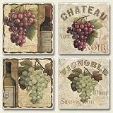 Chateau Wine Grapes ~ 4 Tile Square assorted coasters Drink Coasters ~ code 185