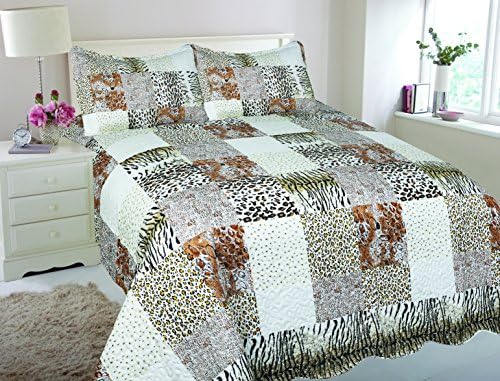 Ocean Home 3-piece Leopard Animal King Size Polyester Quilts Bedspreads Set Bedding Coverlet Ensemble (King, Leopard)