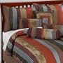 12 PC. BOLD STRIPE METTALIC COMFORTER SET W/ DECORATIVE PILLOWS AND SHEET SET, KING, SPICE