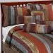 12 PC. BOLD STRIPE METTALIC COMFORTER SET W/ DECORATIVE PILLOWS AND SHEET SET