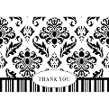 Thank You Notes White/Black Damask 100ct