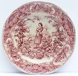 Joan of Arc Dinner Plate Antique French Toile Red Floral Border