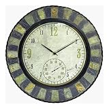 StoneWorks 15 Tile Slate Clock w Thermometer - 91669 by