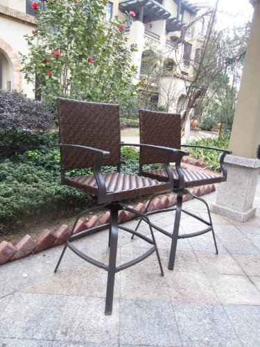 Carlisle Outdoor Swivel Wicker Patio Bar Stools - 2