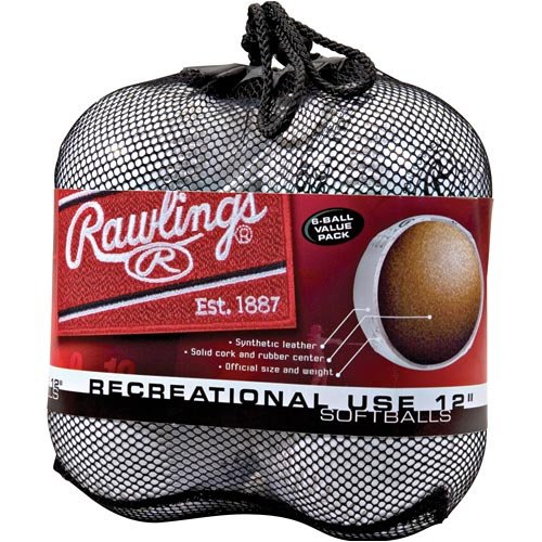 Rawlings .47 COR SB3 12 Inch Synthetic Practice Softballs in Mesh Bag (6 Pack)